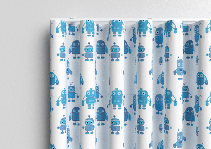 Robo Town, Bot Blue - Made to Measure Curtains - Image 13